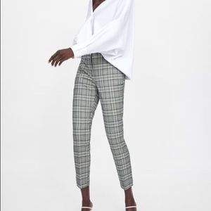 ZARA Plaid Cropped Trouser Pant